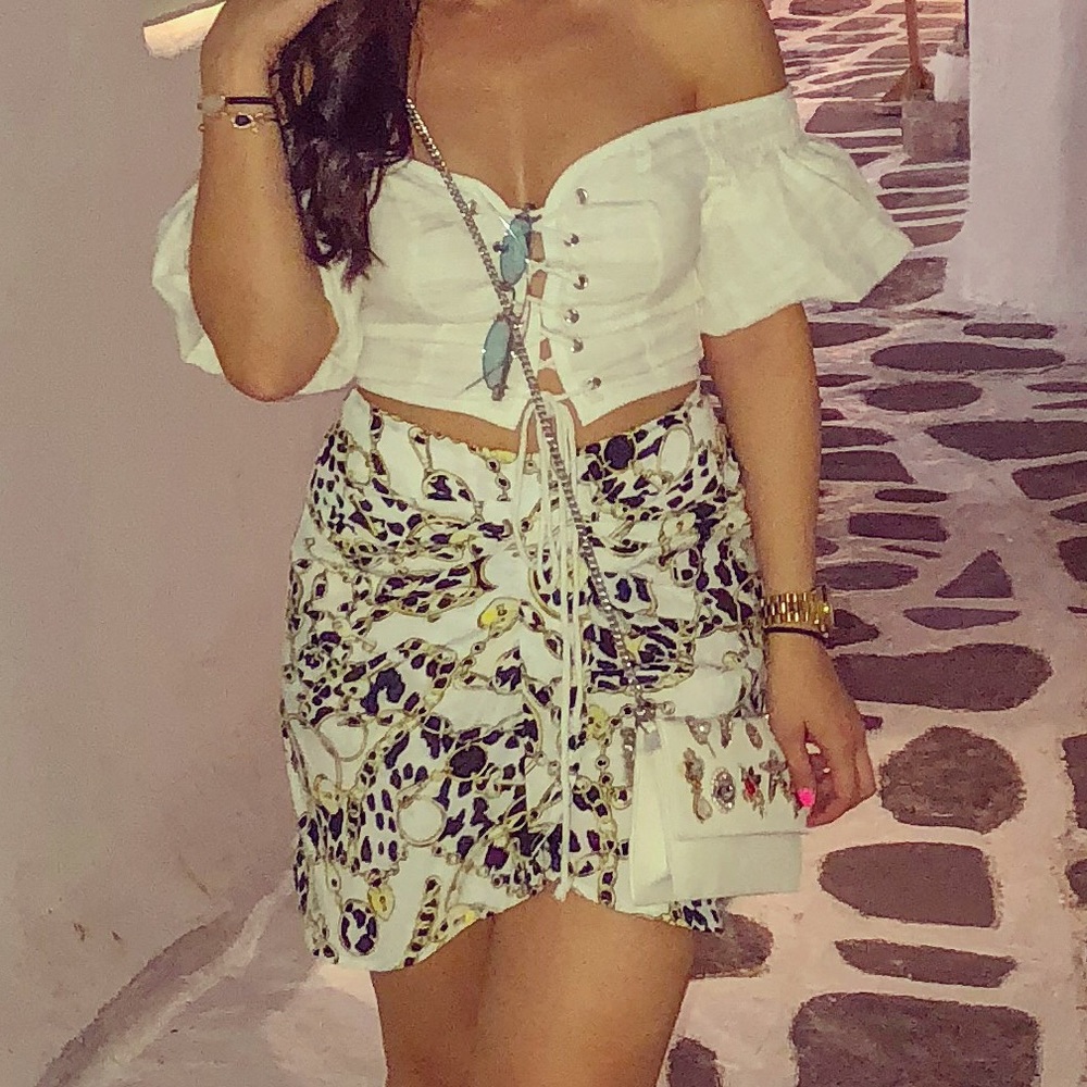 Top shop chain print tulip skirt